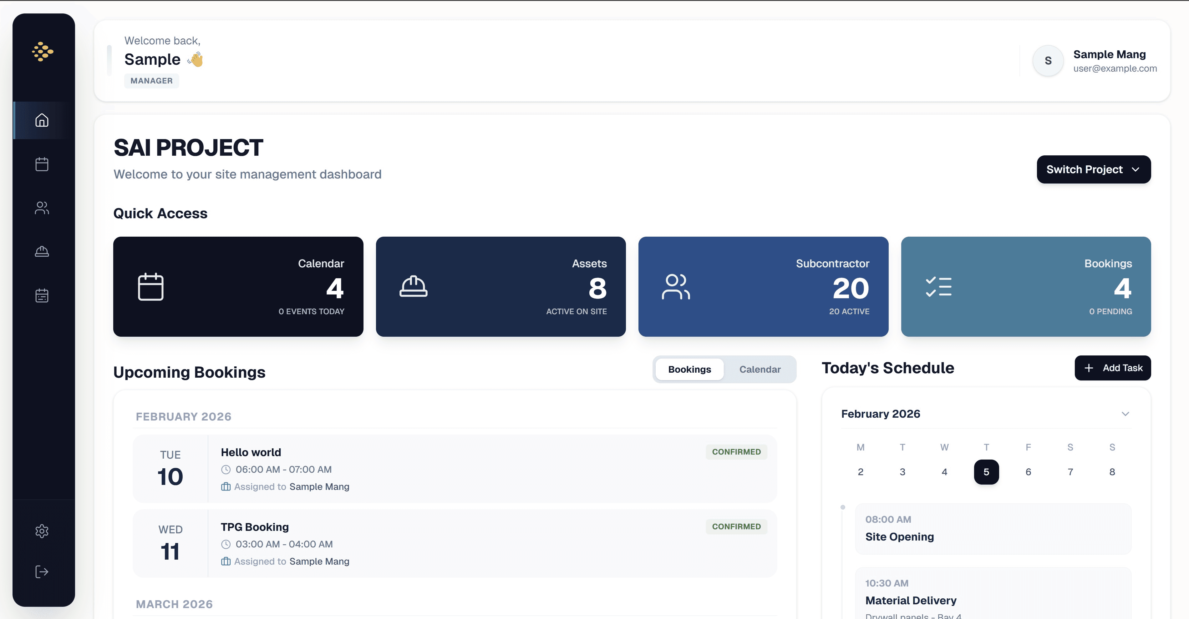 SiteSpace desktop dashboard interface